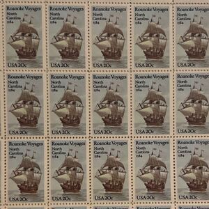 MNH 1984 Sheet of 50 20c Roanoke Voyages Stamps Scott #2093